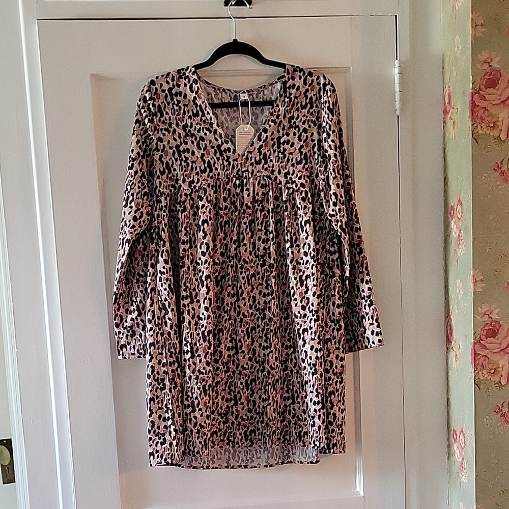 Leopard Print Long Sleeve Dress